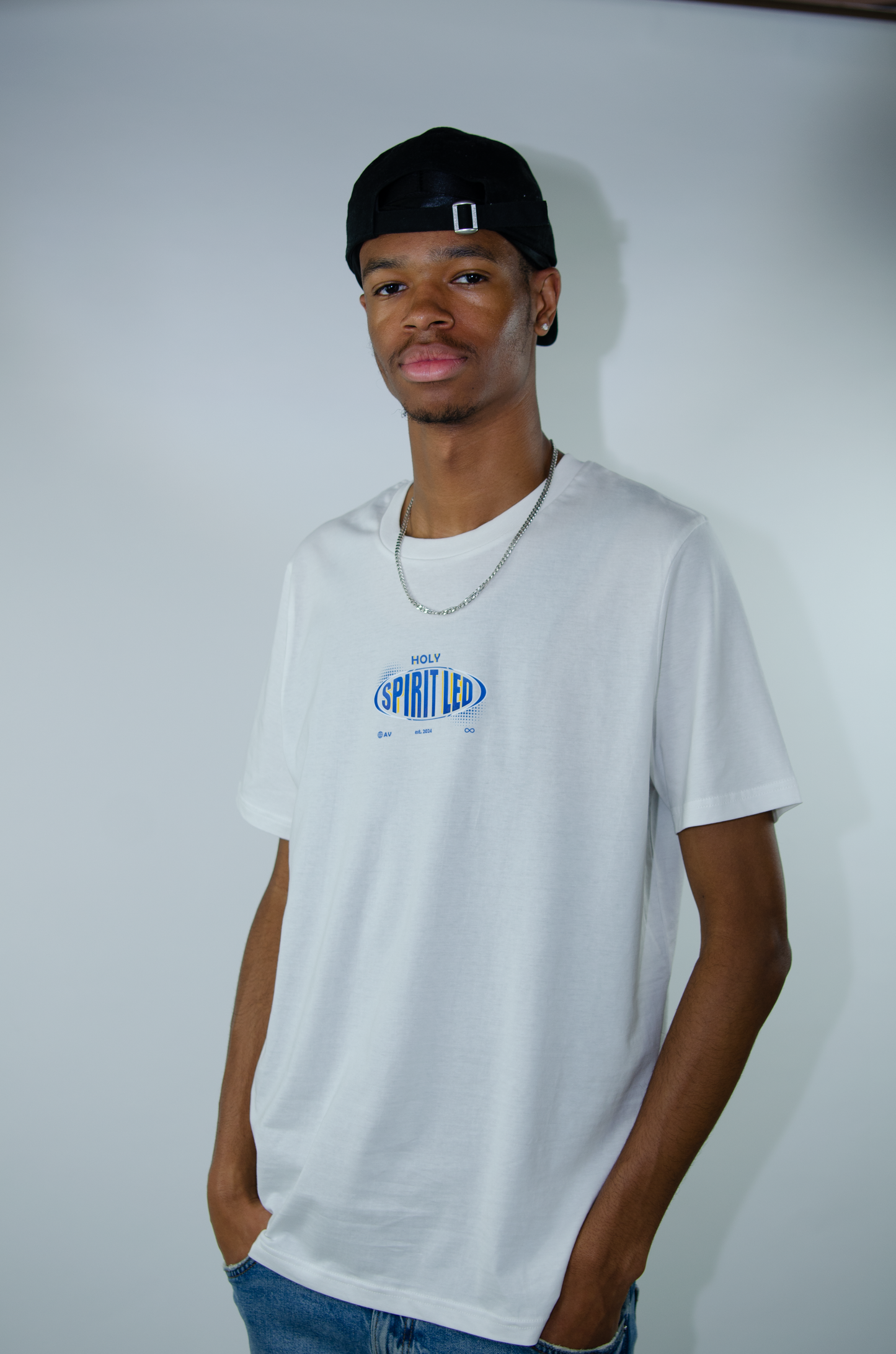 Spirit-Led Tee - Off White/Blue